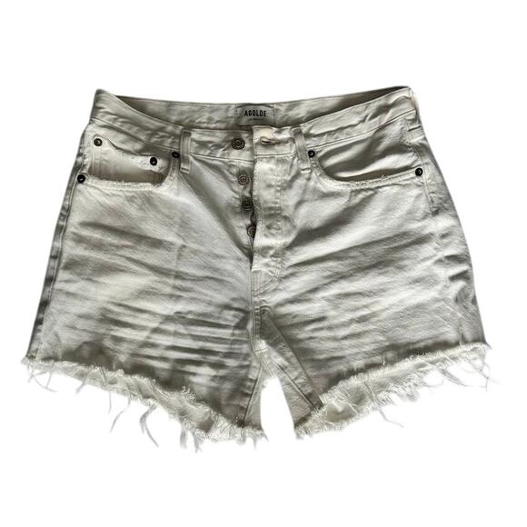 AGOLDE Parker Vintage Cutoff Denim Shorts White Size 27 High Rise Distressed - Picture 6 of 12